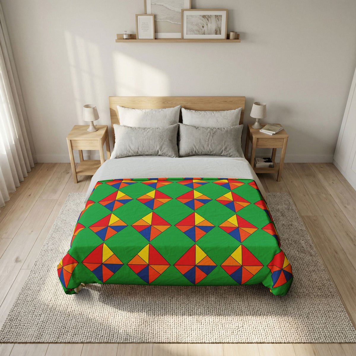 Cubist Kite Quartet Cotton Duvet Cover – Cubist Geometric Pattern