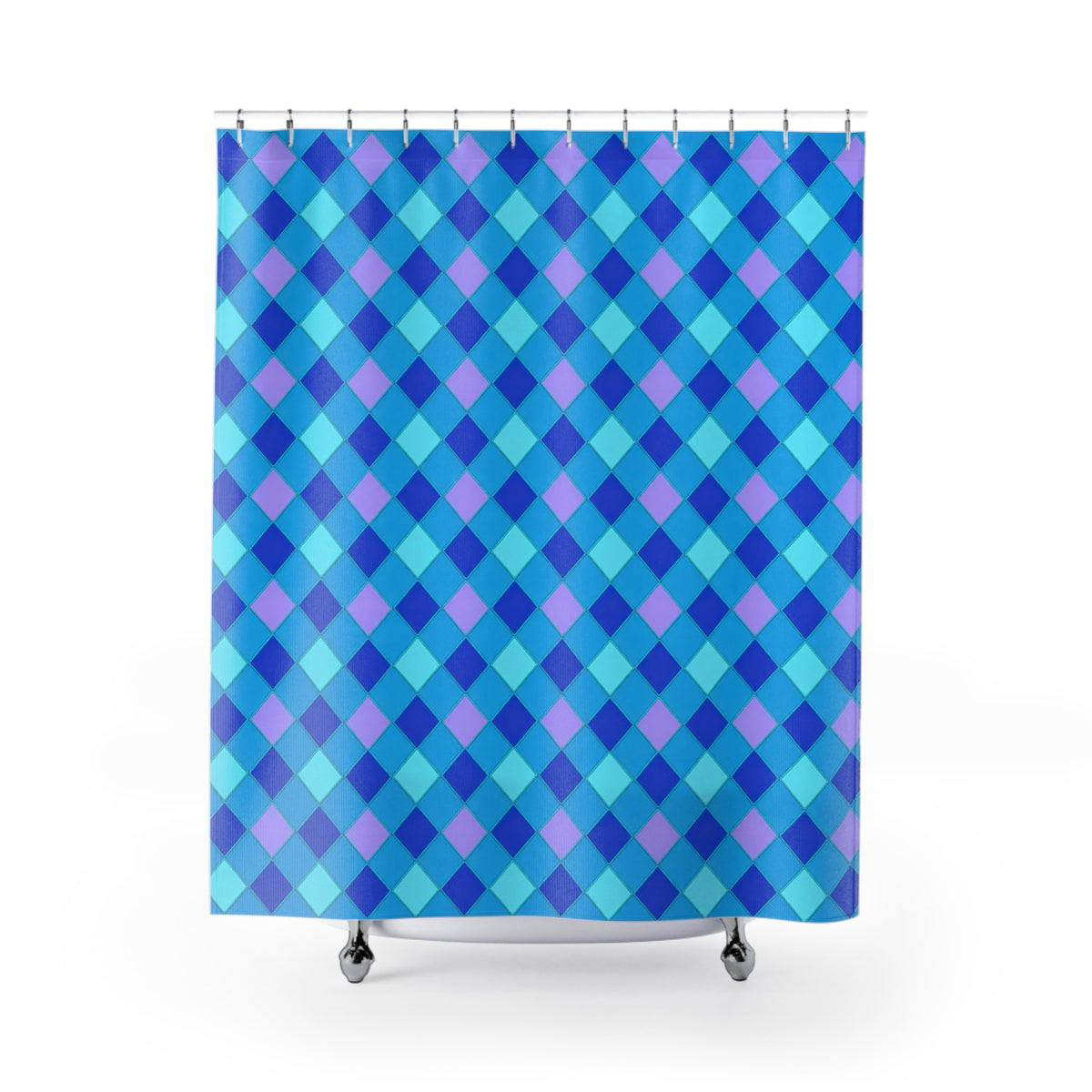 Jewel Harlequin Check Shower Curtain – Ice Jewel