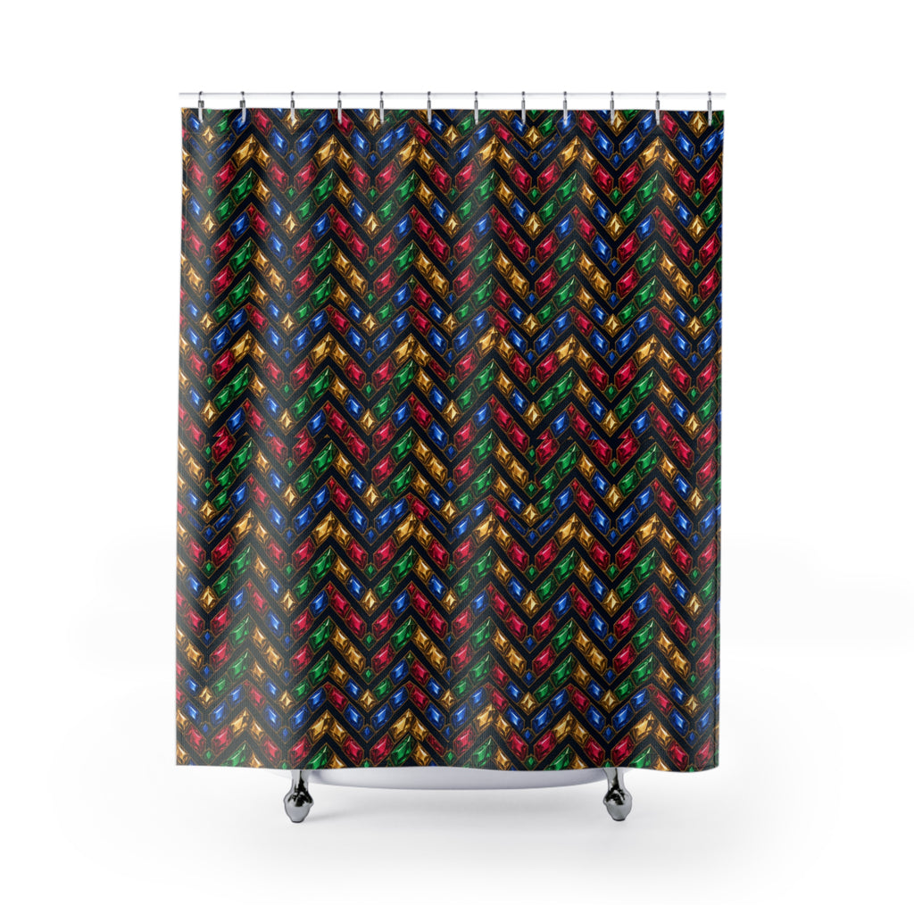 Cut-Gem Chevrons Shower Curtain – Geometric Pattern