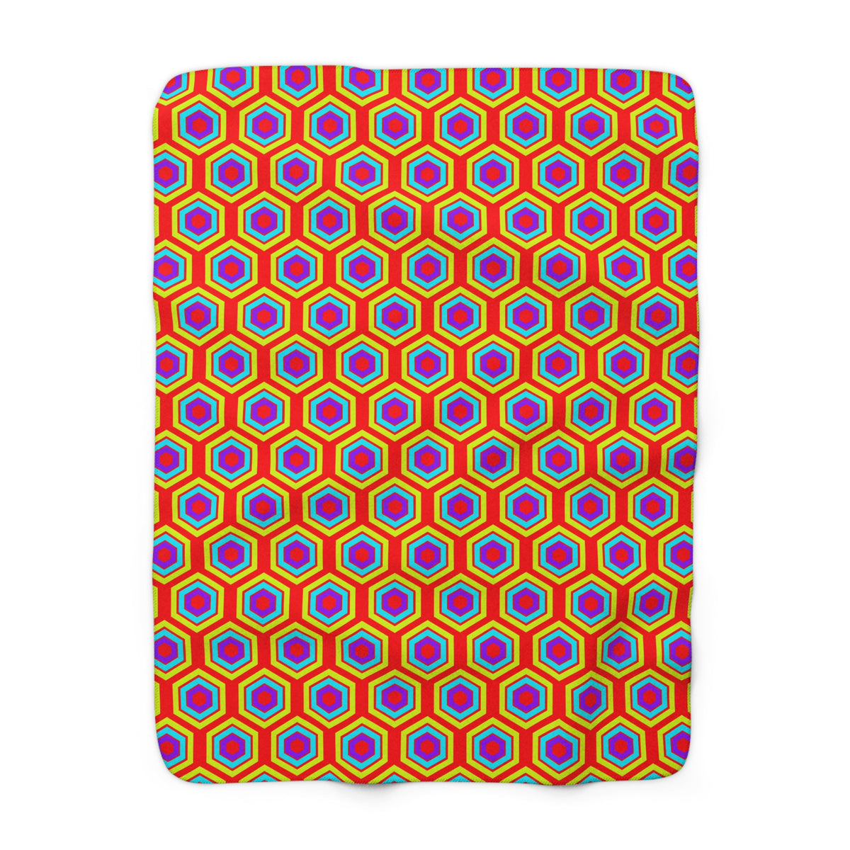 Concentric Hexagon Ripple Sherpa Fleece Blanket – Op-Art Hexagons Pattern