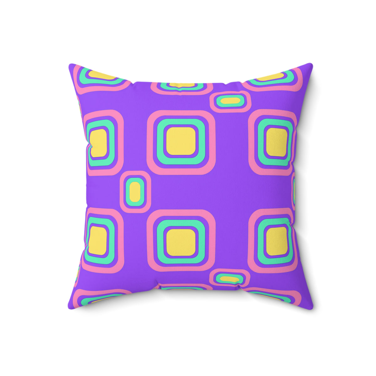 Big Ripple Squares Faux Suede Cushion – Candy Pastel on Grape