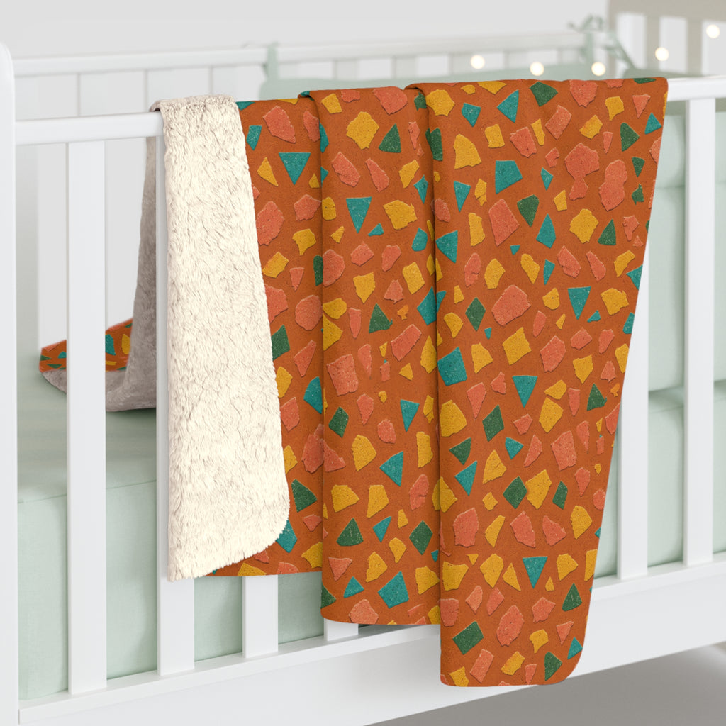 Angular Shard Scatter Sherpa Fleece Blanket – Terrazzo Pattern
