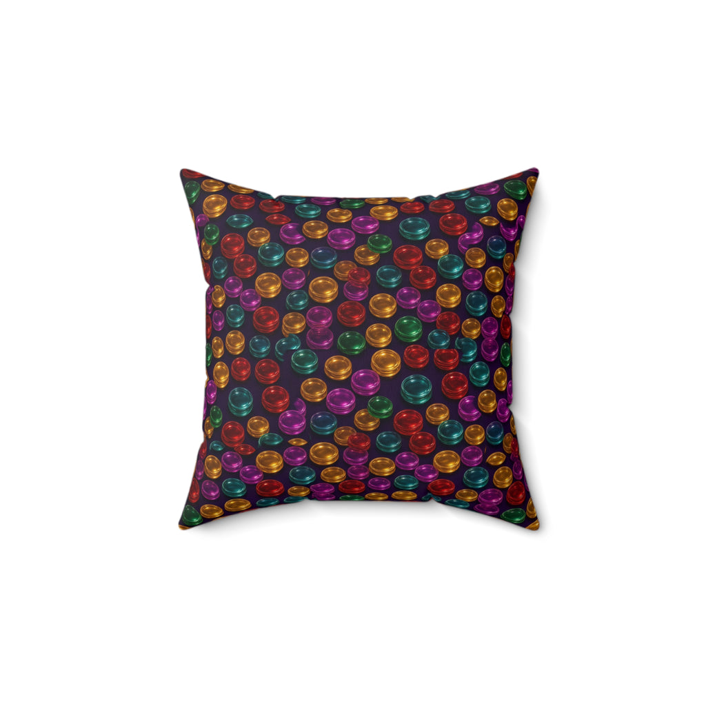 Stacked Glass Discs Faux Suede Cushion – Glossy 3D Abstract Pattern