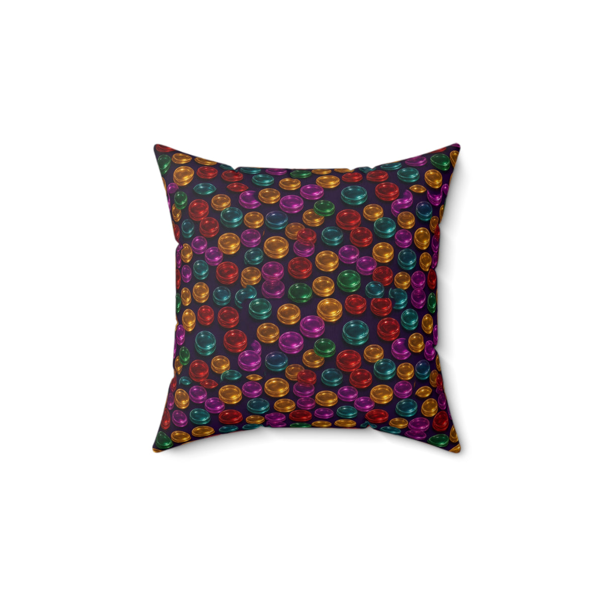 Stacked Glass Discs Faux Suede Cushion – Glossy 3D Abstract Pattern