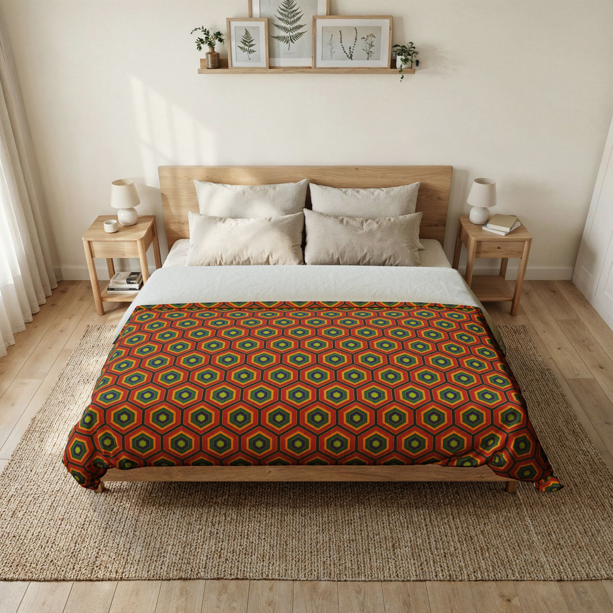 Hexagon Enamel Nest Cotton Duvet Cover – Art Deco Geometric Pattern