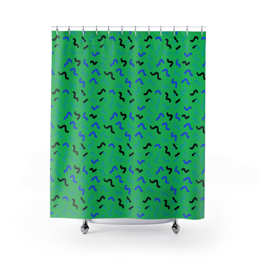 Squiggle Strokes Shower Curtain – Ocean Jewel