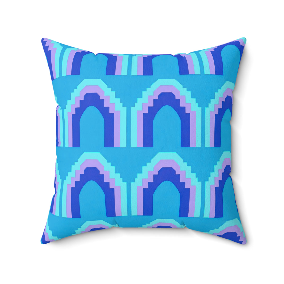 Grand Stepped Arches Faux Suede Cushion – Ice Jewel