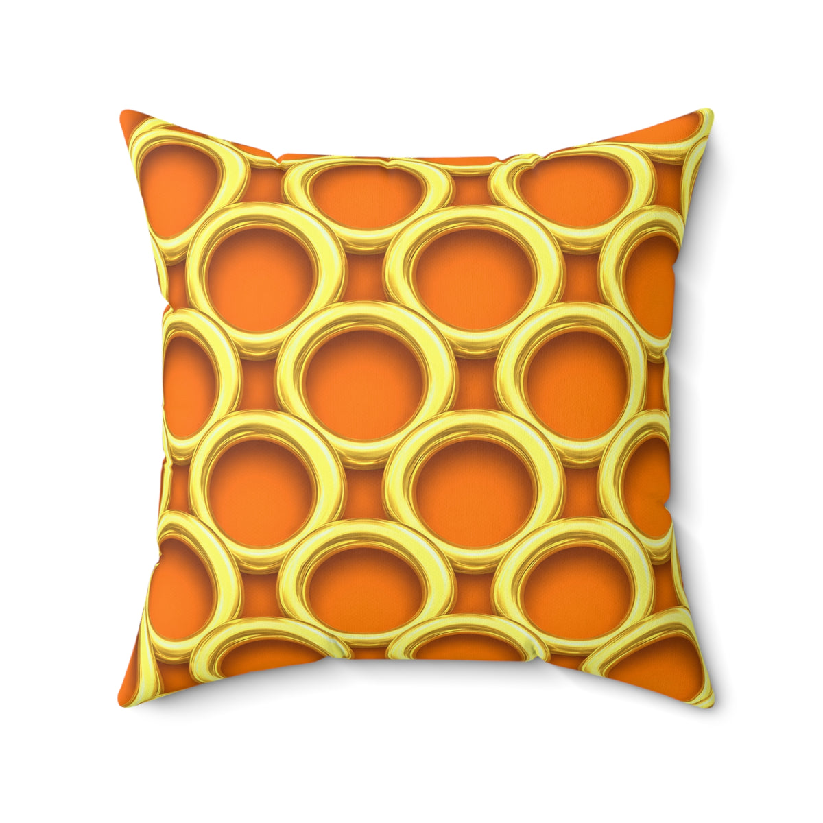 Big Gold Ring Weave Faux Suede Cushion – Hot Citrus Festive