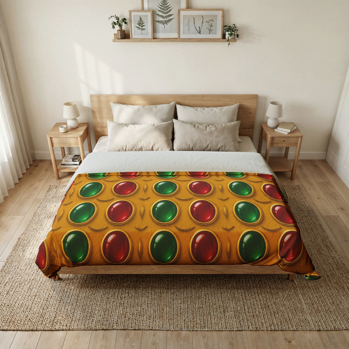 Grand Gold Cabochon Frames II Cotton Duvet Cover – Cabochon Geometric Pattern