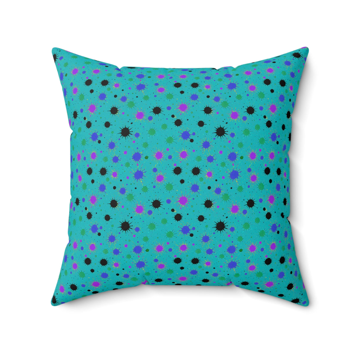 Splat Storm Faux Suede Cushion – Peacock Jewel