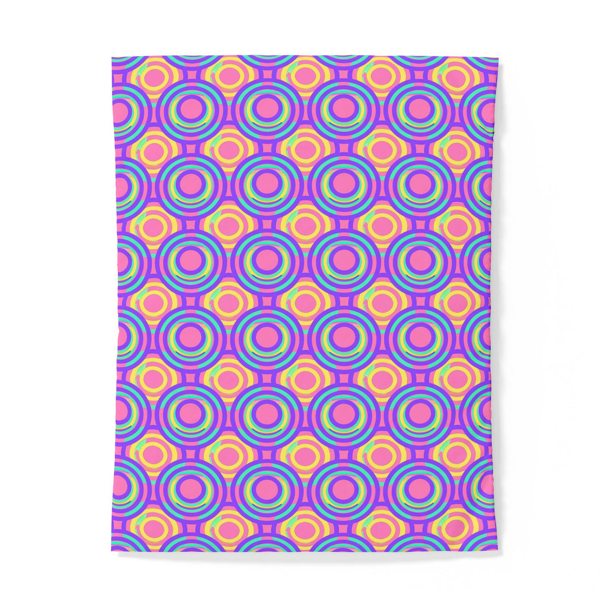 Interlocking Ring Ripples Cotton Duvet Cover – Candy Pastel on Grape