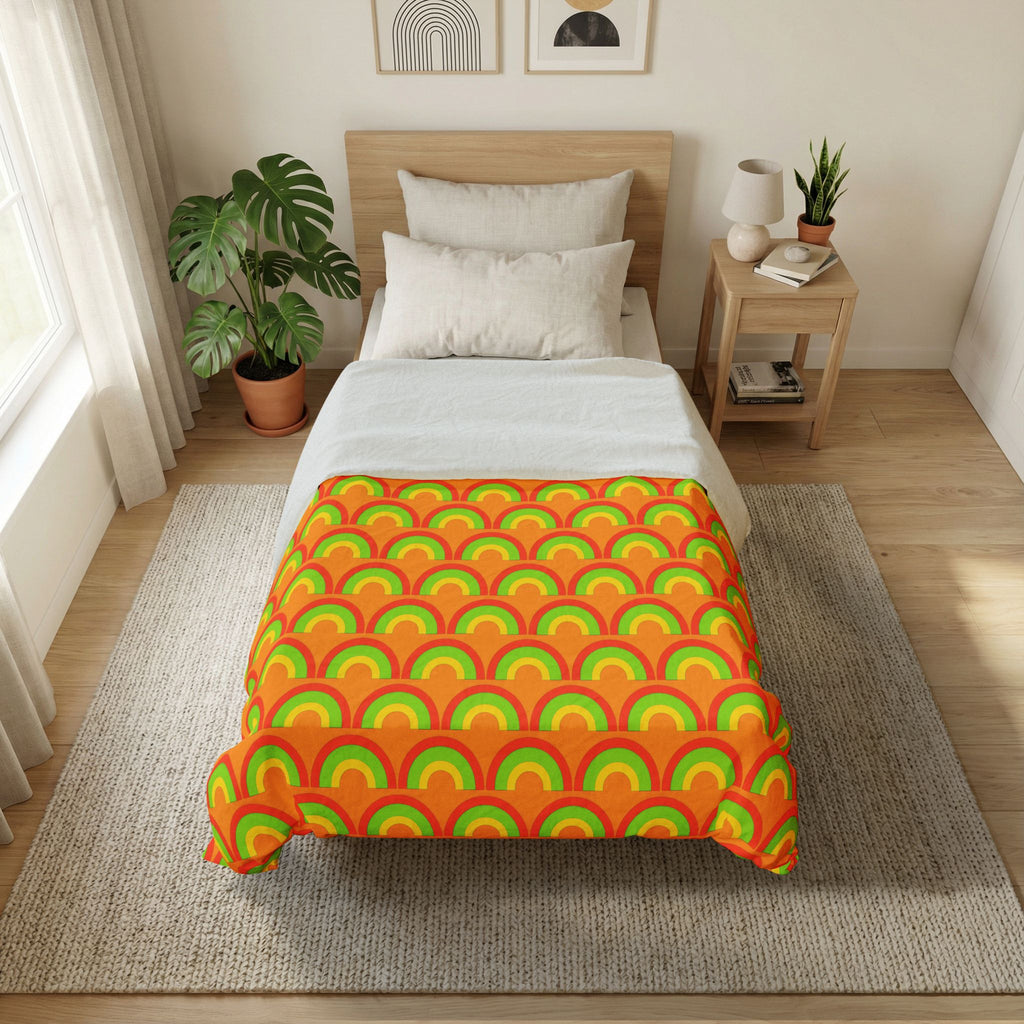 Chromatic Scallop Ripple Cotton Duvet Cover – Hot Citrus