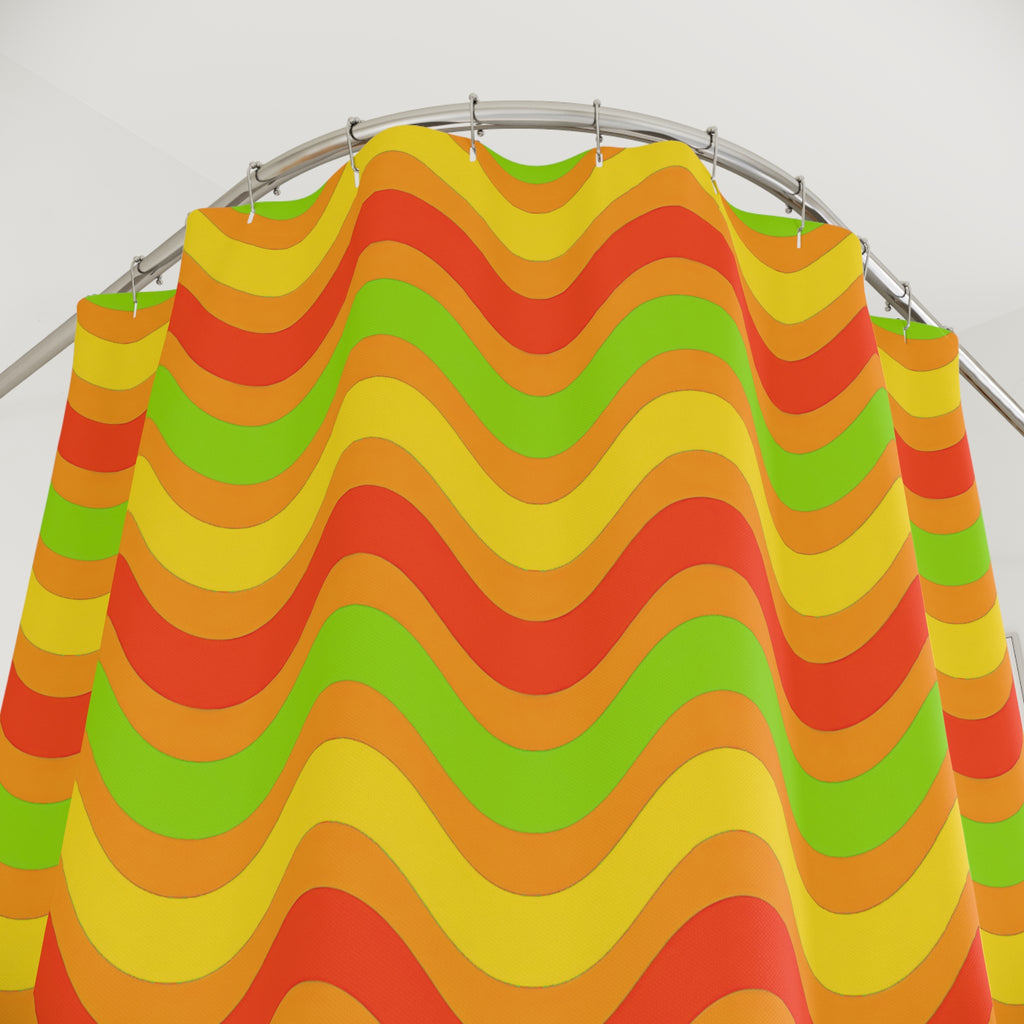 Wide Wave Interference Shower Curtain – Hot Citrus