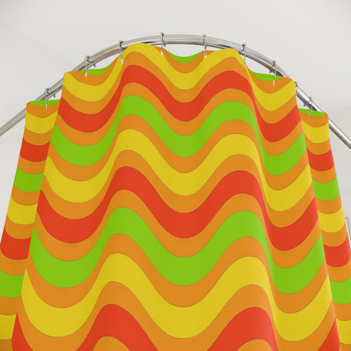 Wide Wave Interference Shower Curtain – Hot Citrus