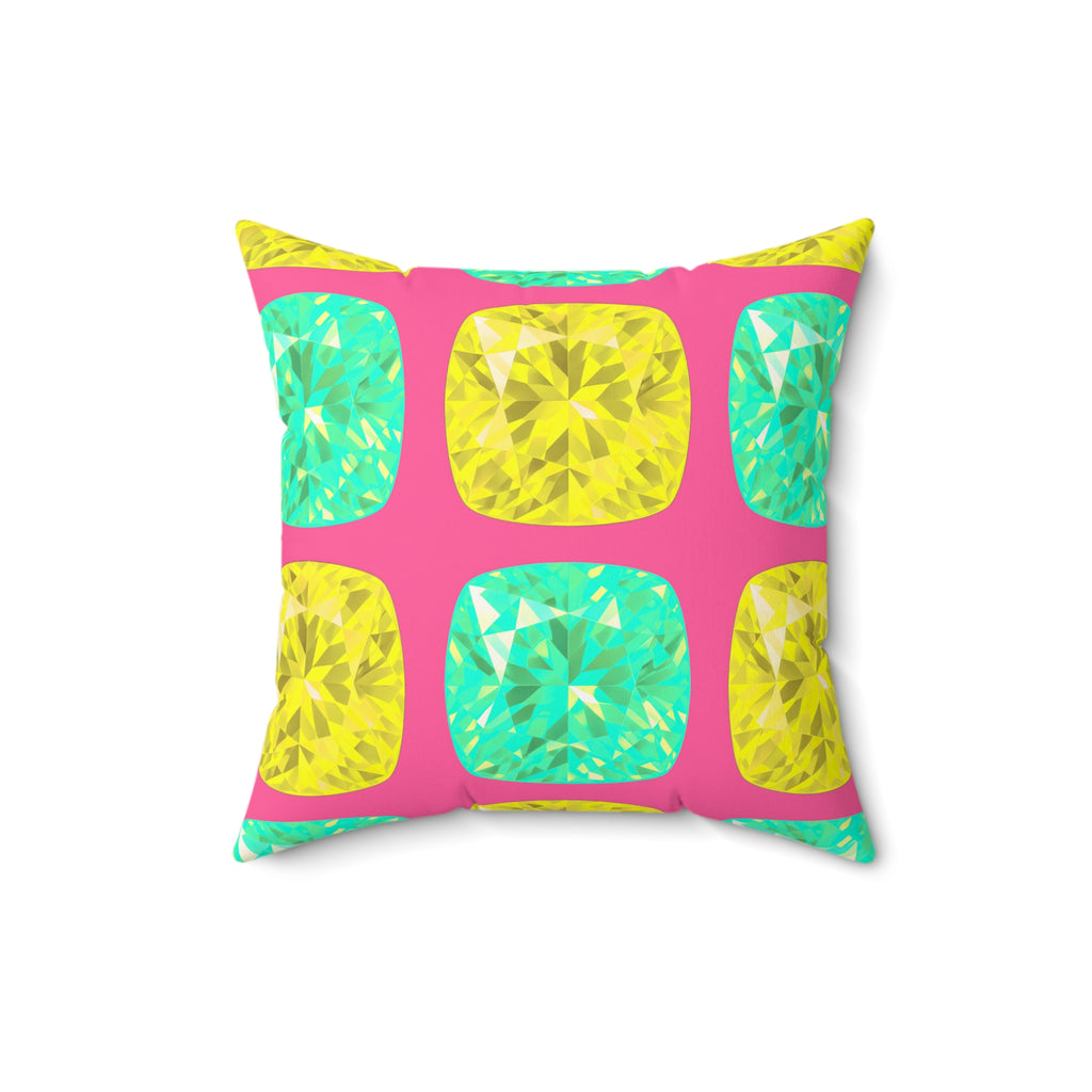 Giant Cut Gem Grid Faux Suede Cushion – Candy Christmas