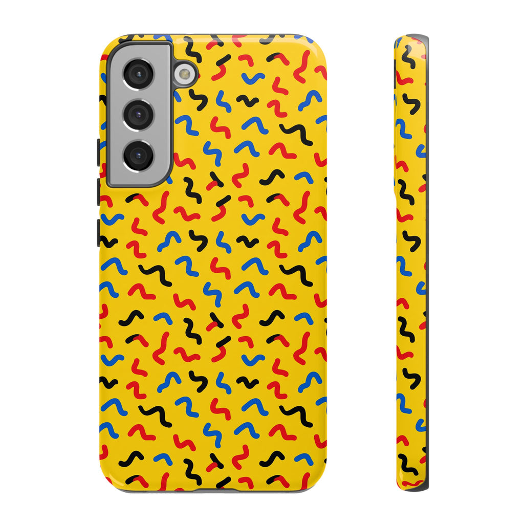 Squiggle Strokes Yellow Tough Phone Case – Bold Primary Abstract Pattern
