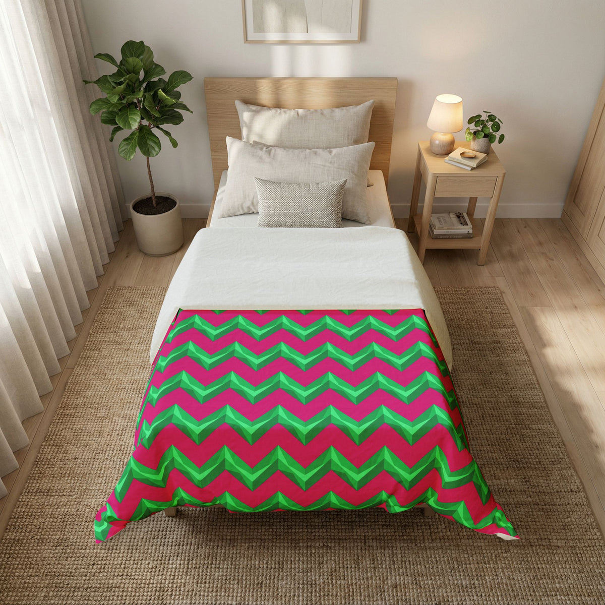 Broad Cut-Gem Chevrons Cotton Duvet Cover – Chevron Geometric Pattern