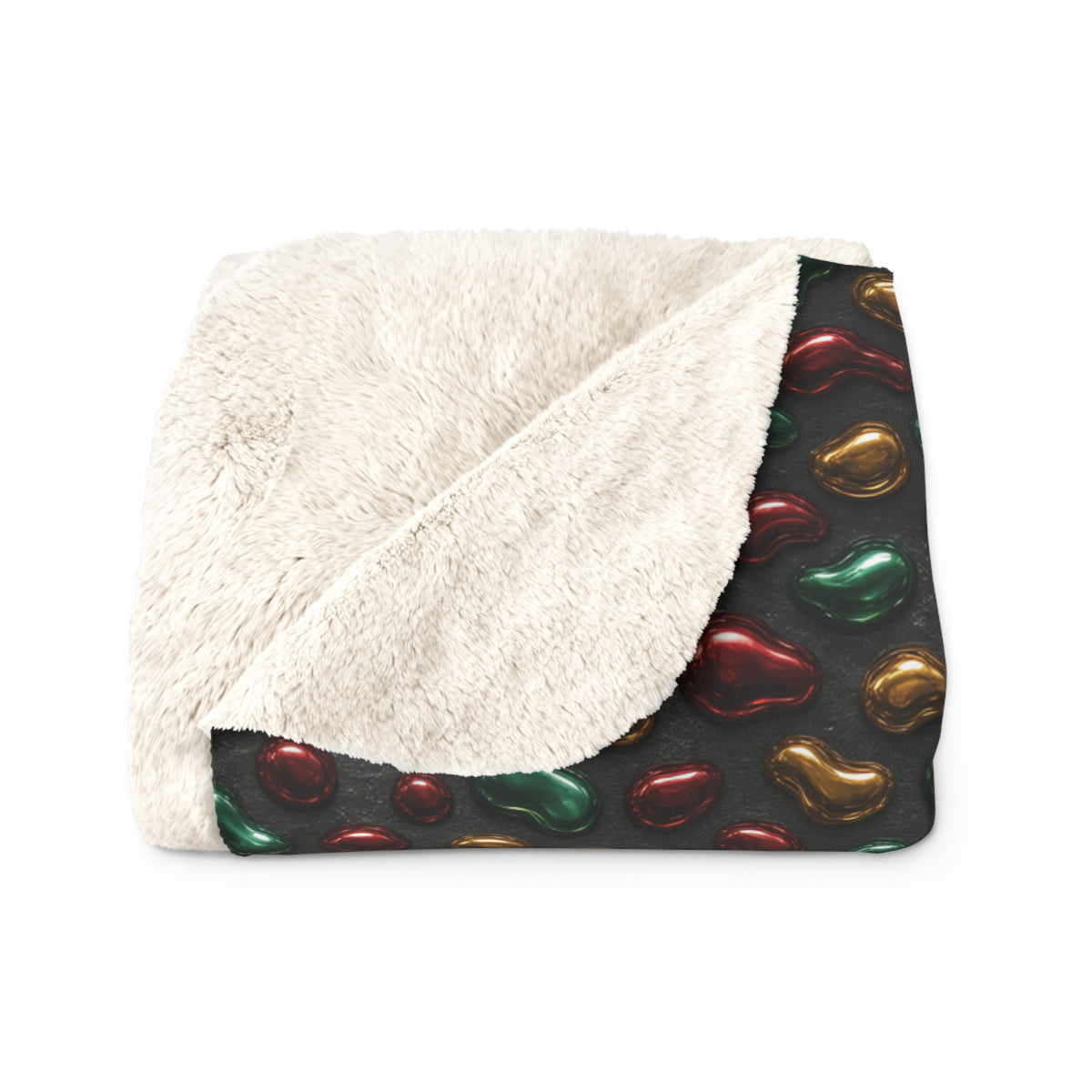 Garnet Emerald Blobs Sherpa Fleece Blanket – Liquid Chrome Pattern