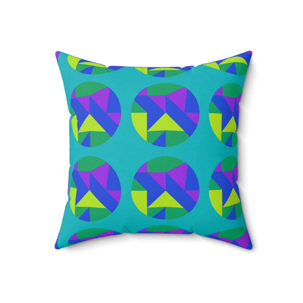 Broken Circle Planes Faux Suede Cushion – Peacock Jewel