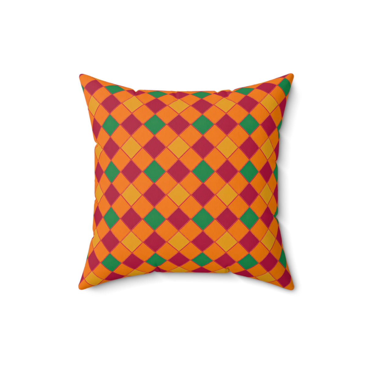 Jewel Harlequin Check Faux Suede Cushion – Cranberry Spice