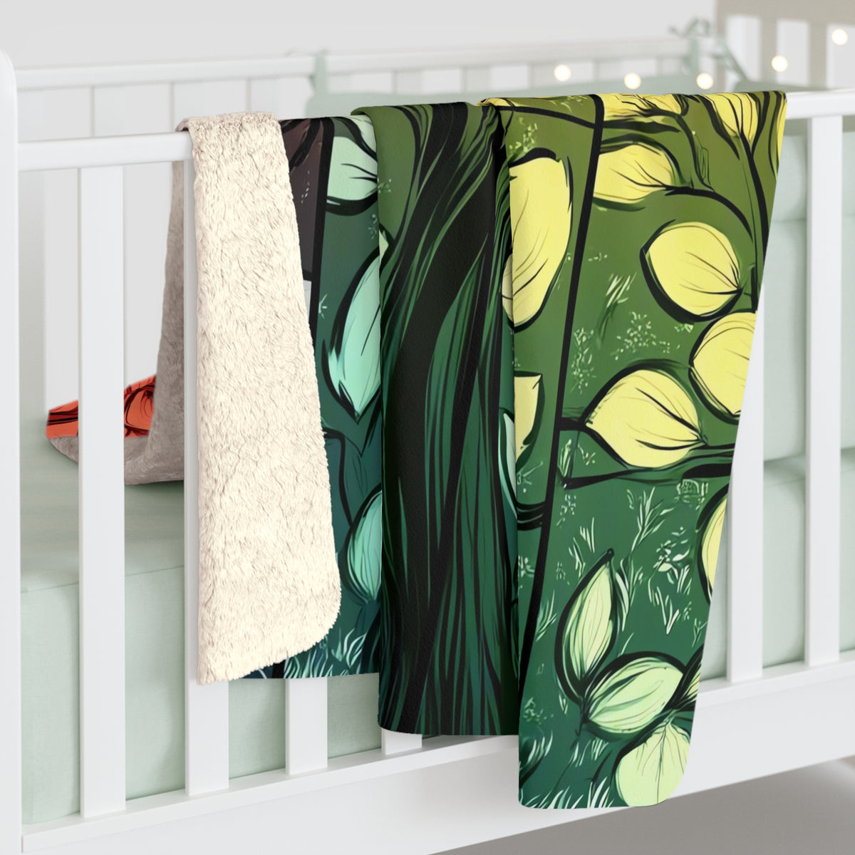 Stained Glass Autumn Tree Sherpa Fleece Blanket – Stained-Glass Style Art