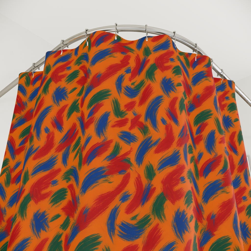 Layered Gesture Scribbles Shower Curtain – Gestural Abstract Pattern