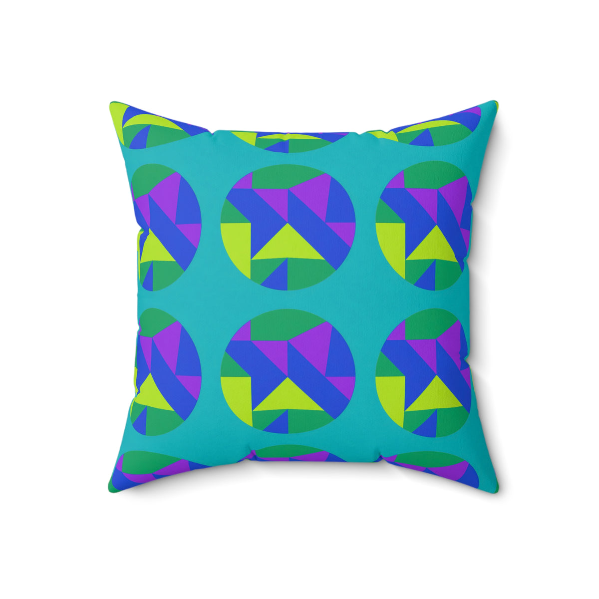 Broken Circle Planes Faux Suede Cushion – Peacock Jewel