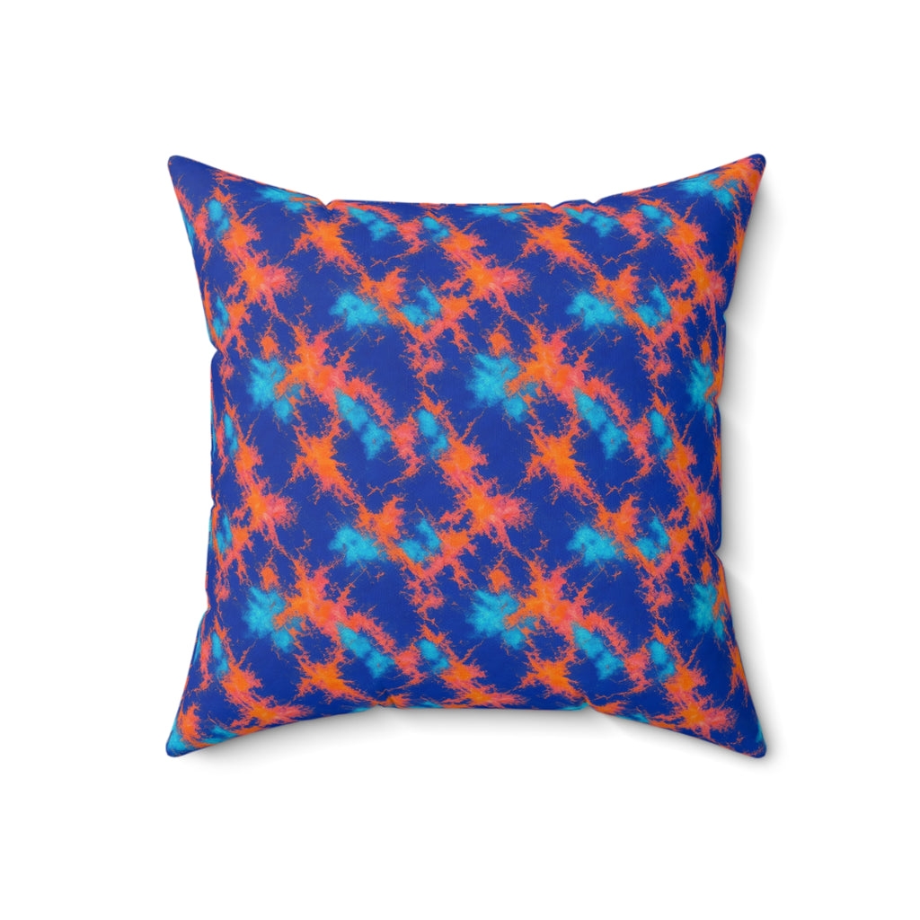 Crumple Neon Marble Faux Suede Cushion – Ice Dye Pattern