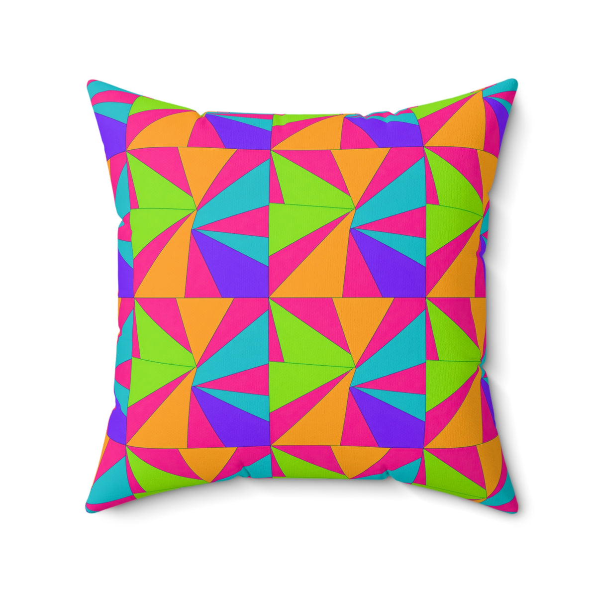 Cubist Sunburst Blocks Faux Suede Cushion – Tropical Punch