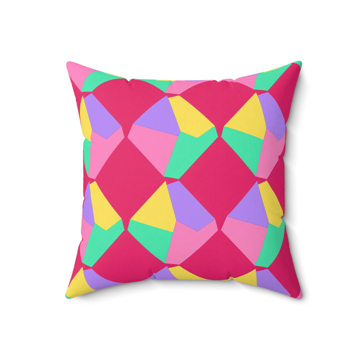 Grand Fractured Rhombus Faux Suede Cushion – Candy Pop on Raspberry