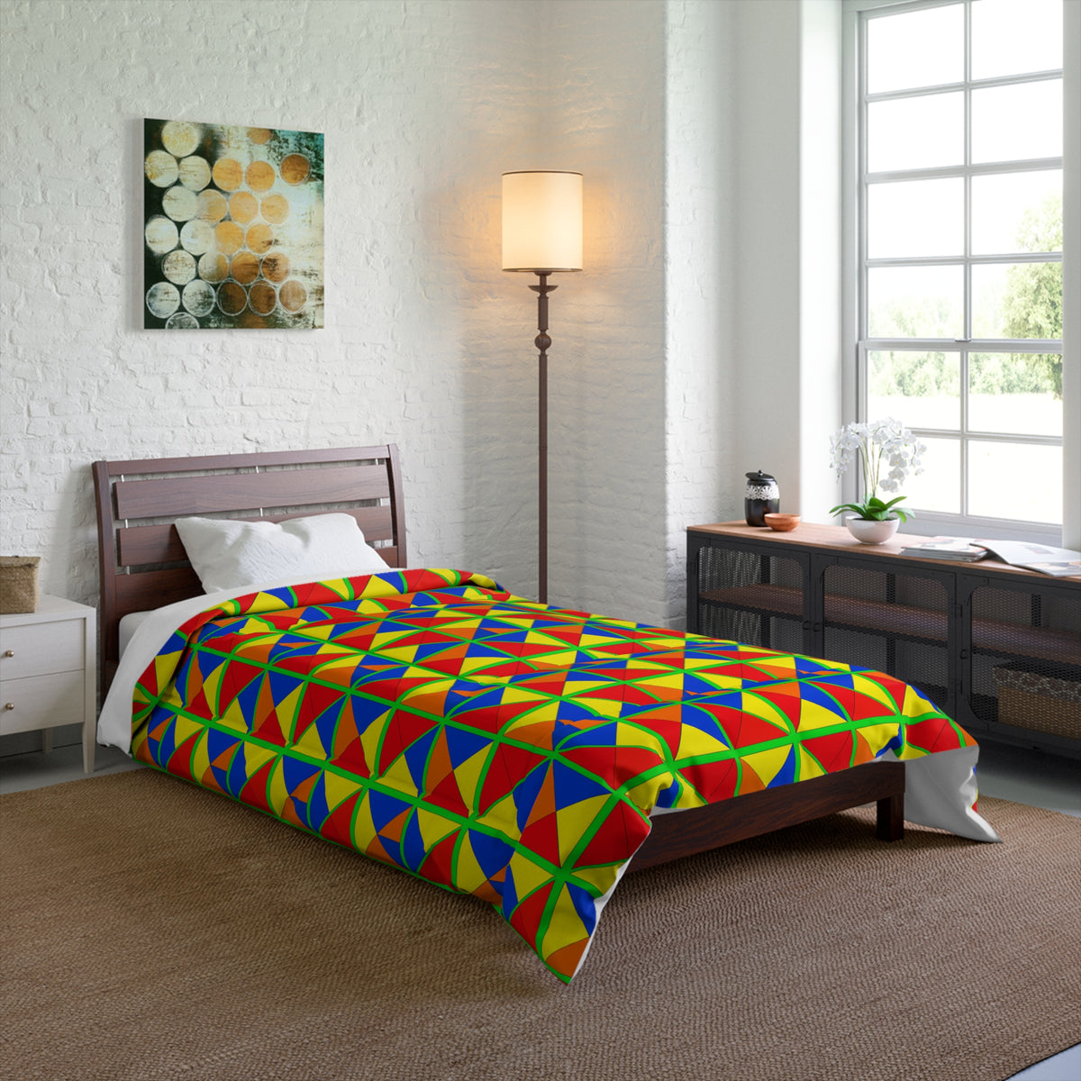 Split Square Fiesta Comforter – Cubist Geometric Pattern