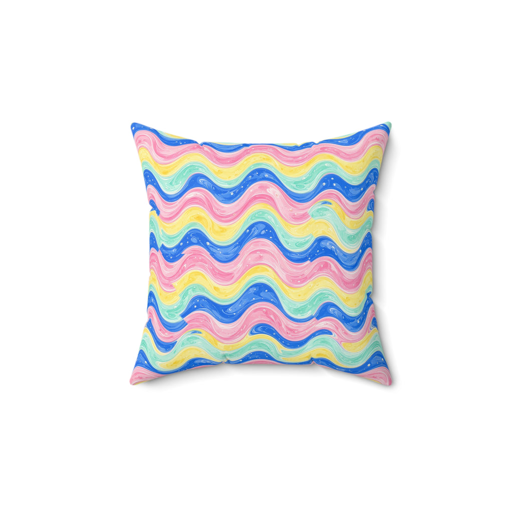 Icing Drip Waves Faux Suede Cushion – Candy Fluid Art Pattern