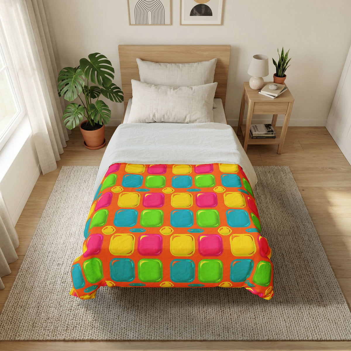 Giant Puffy Glass Cushions Cotton Duvet Cover – Hot Citrus Festive