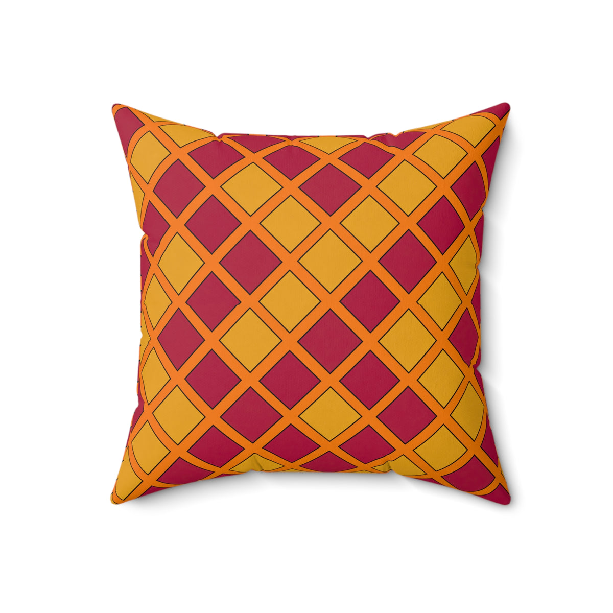 Harlequin Gold Grid Faux Suede Cushion – Cranberry Spice