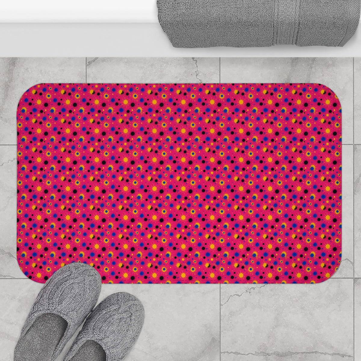 Pink Ground Splash Bath Mat – Ink Splash Pattern