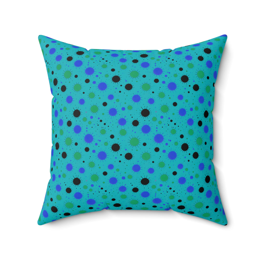 Blot Burst Faux Suede Cushion – Peacock Jewel