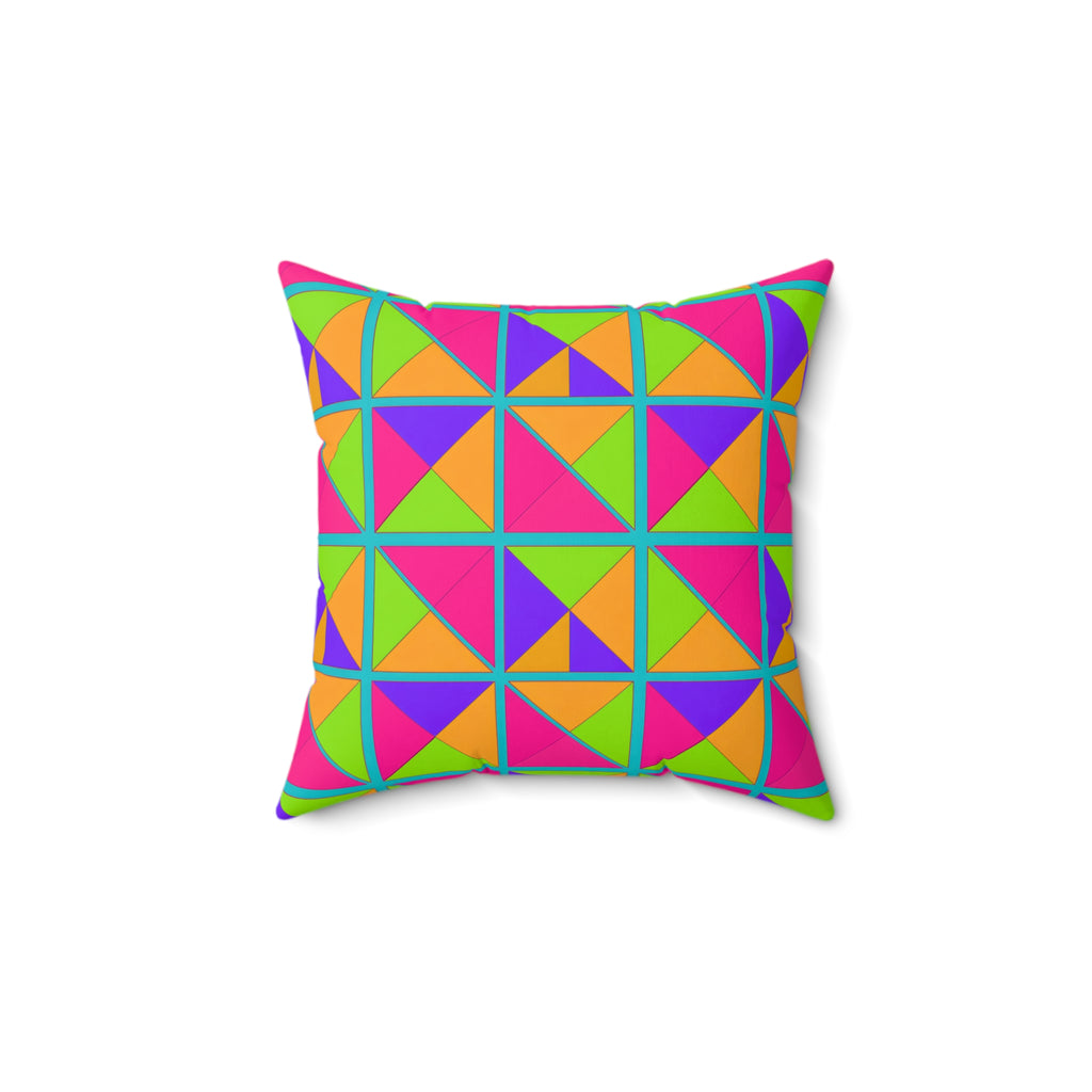 Split Square Fiesta Faux Suede Cushion – Tropical Punch