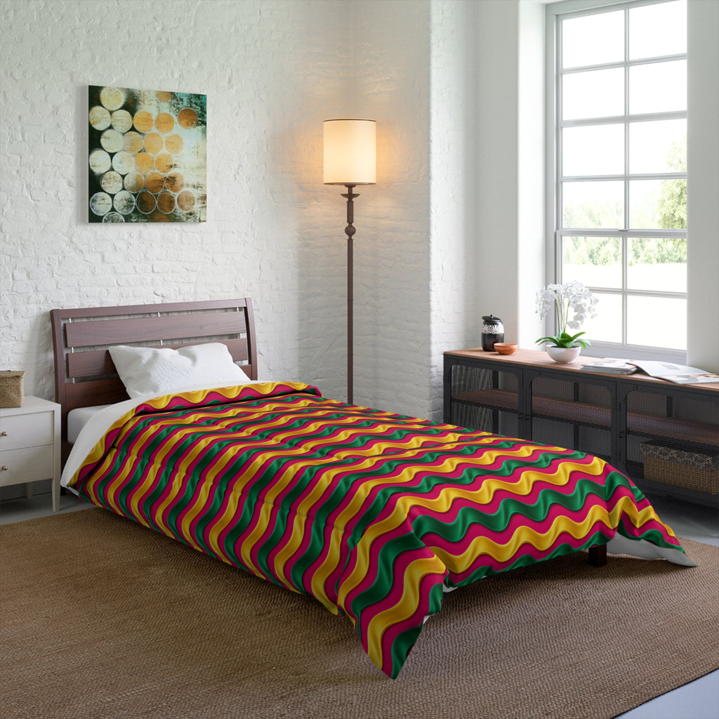 Satin Wave Bands Comforter – Ribbon Waves Pattern