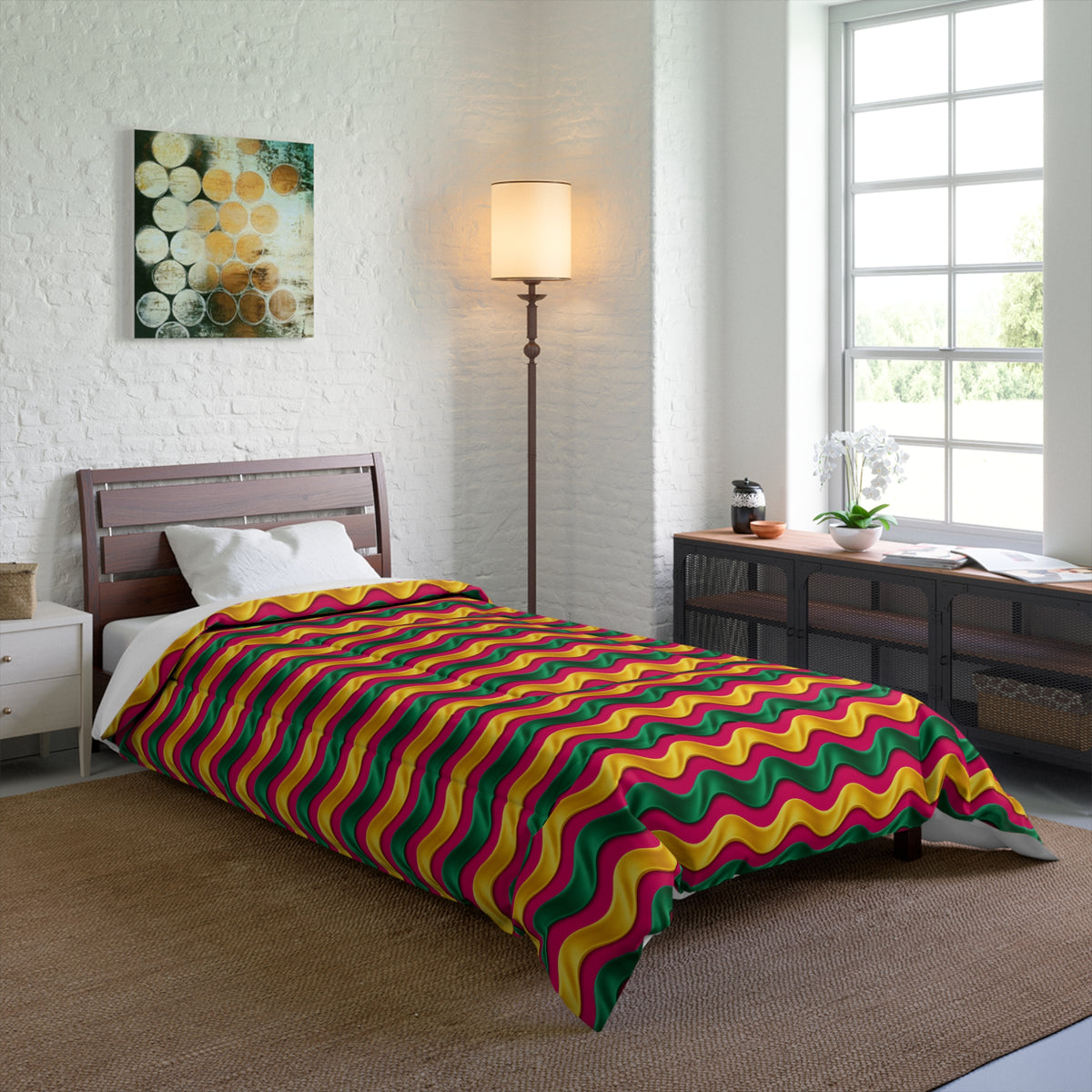 Satin Wave Bands Comforter – Ribbon Waves Pattern