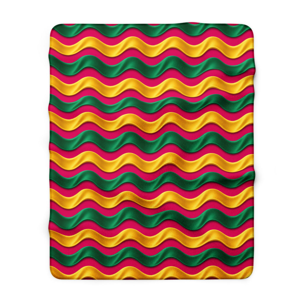 Satin Wave Bands Sherpa Fleece Blanket – Ribbon Waves Pattern