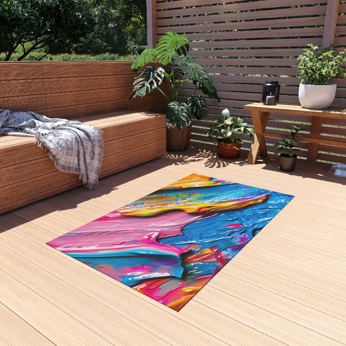 Vivid Paint Strokes Outdoor Rug – Paint Stroke Abstract