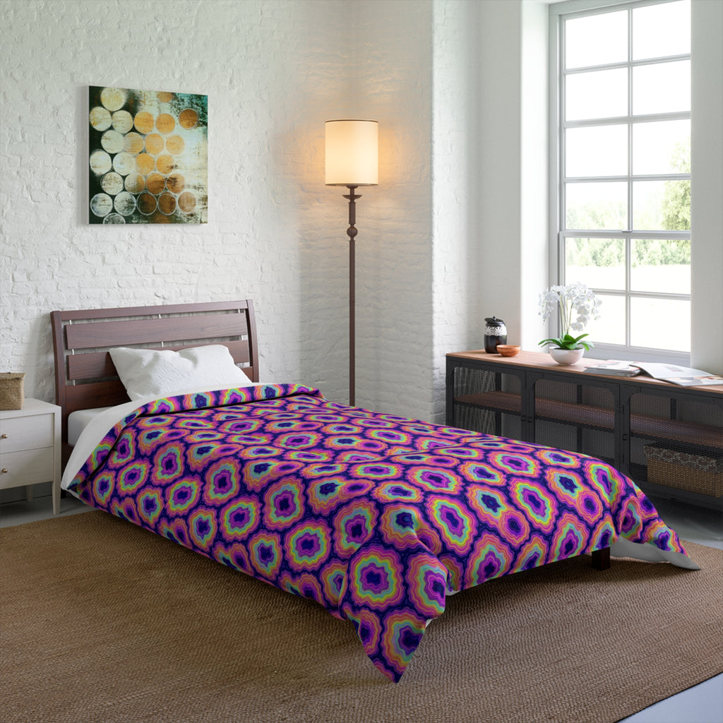 Agate Geode Halo Comforter – Holographic-Look Fluid Art Pattern