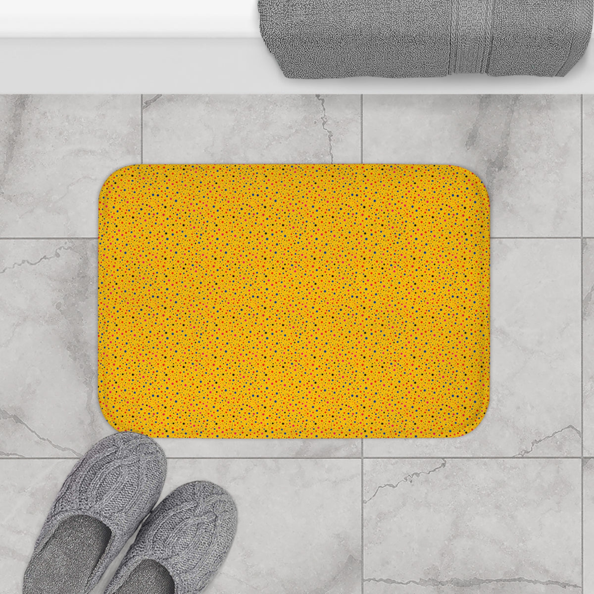 Confetti Spatter Bath Mat – Paint Splatter Pattern