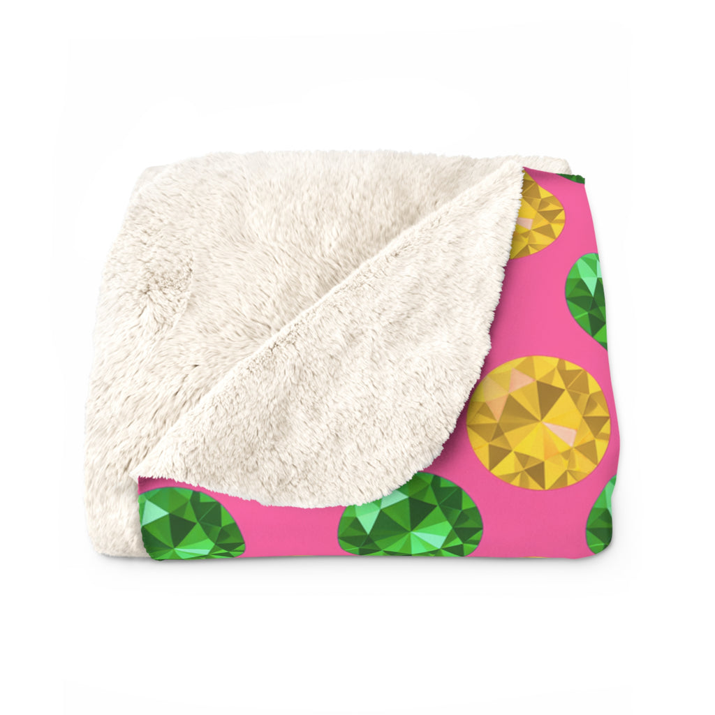 Half-Drop Gem Grid Sherpa Fleece Blanket – Candy Christmas