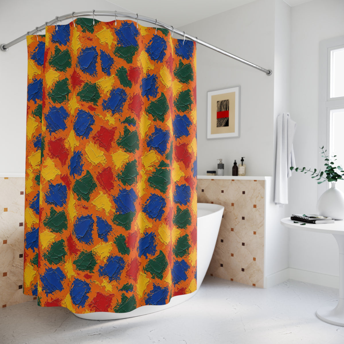 Palette Knife Slabs Shower Curtain – Palette Knife Abstract Pattern