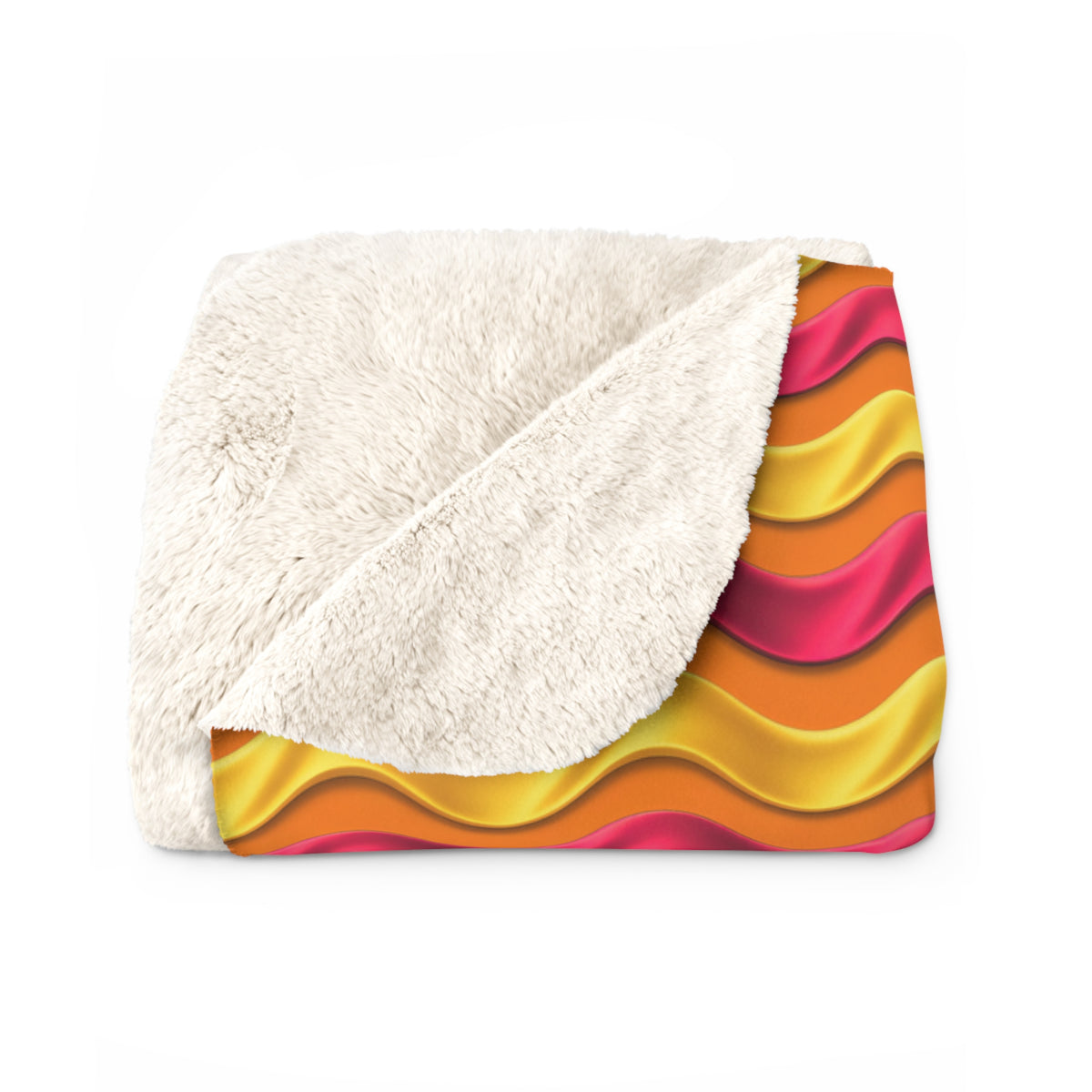 Satin Wave Bands Sherpa Fleece Blanket – Cranberry Spice