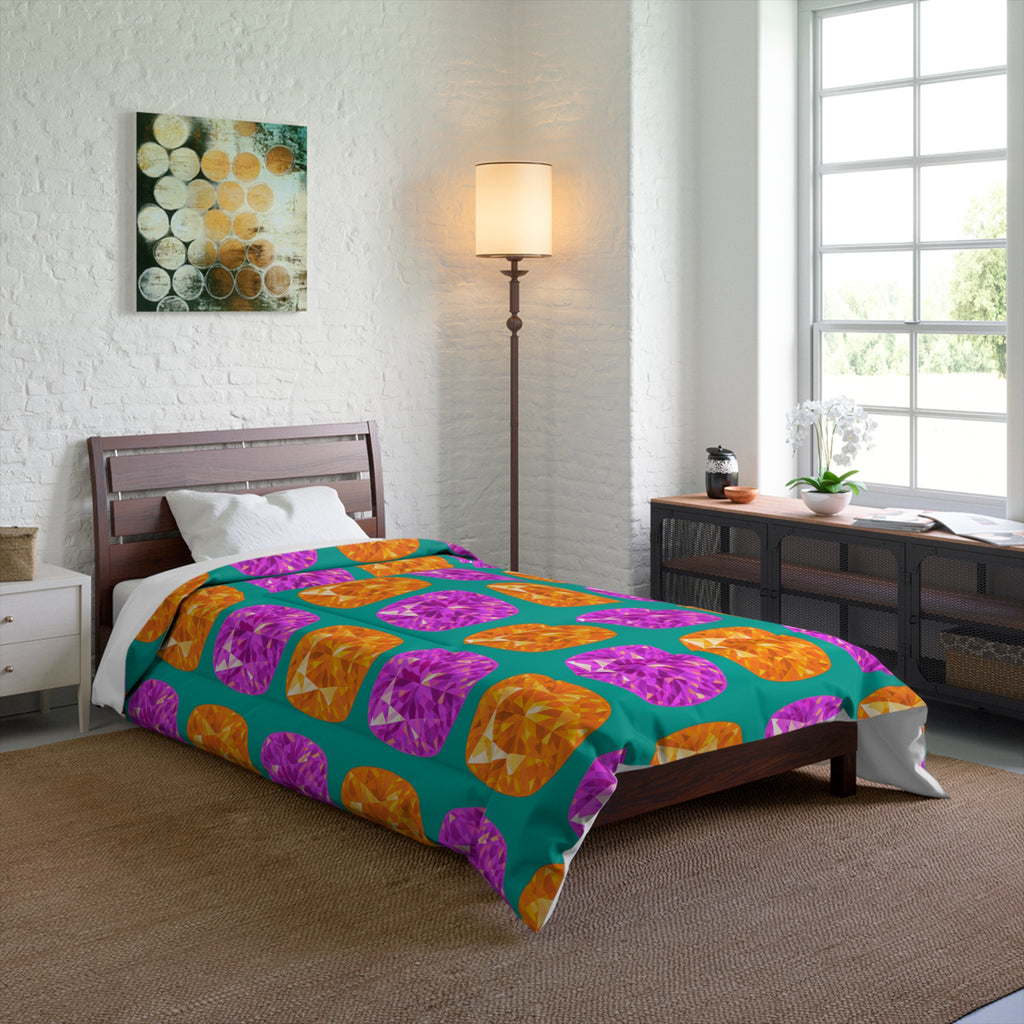 Giant Cut Gem Grid Comforter – Peacock Jewel
