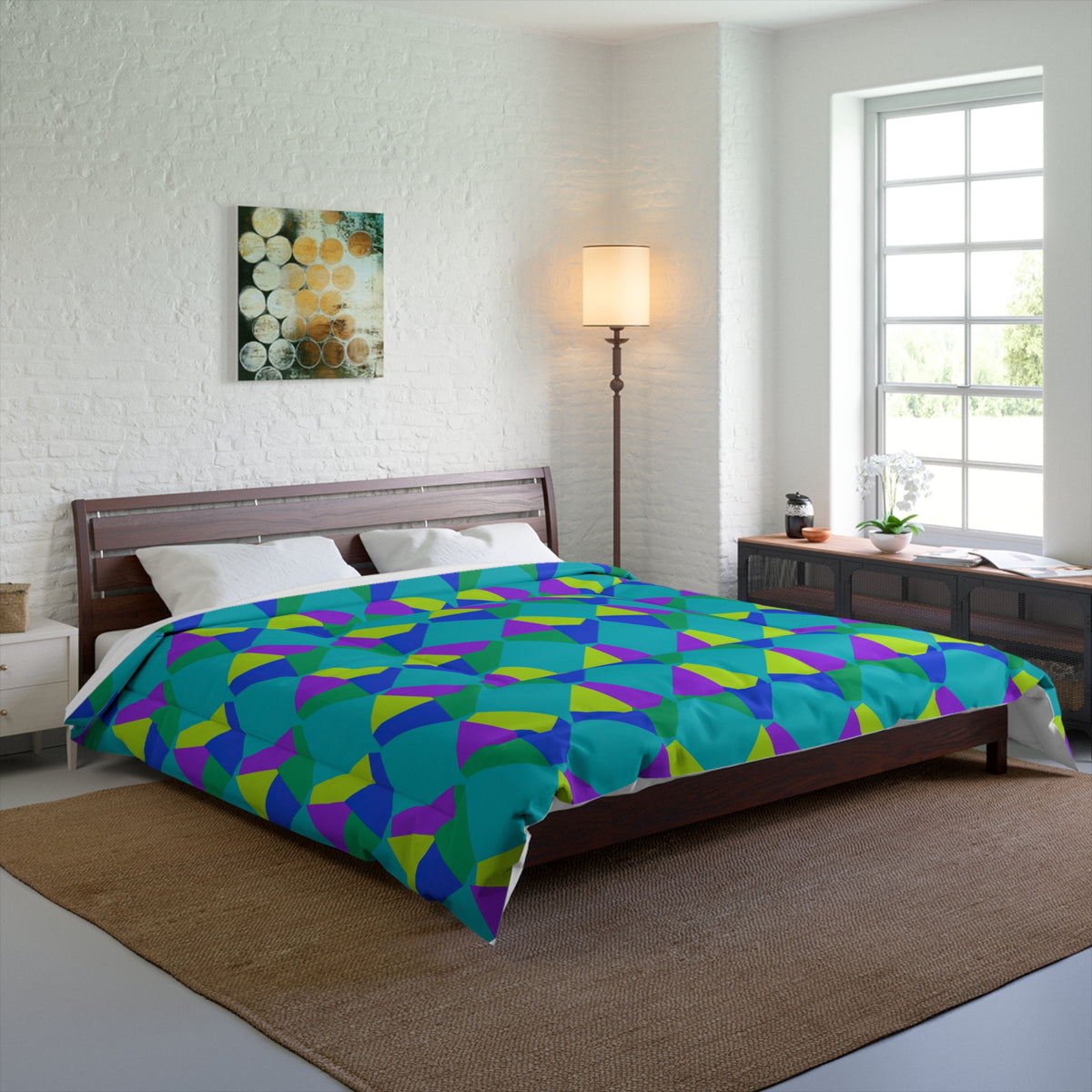 Grand Fractured Rhombus Comforter – Peacock Jewel