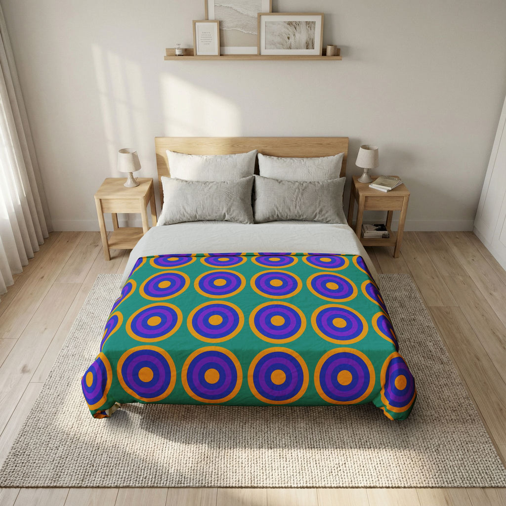 Mega Ring Grid Cotton Duvet Cover – Peacock Jewel
