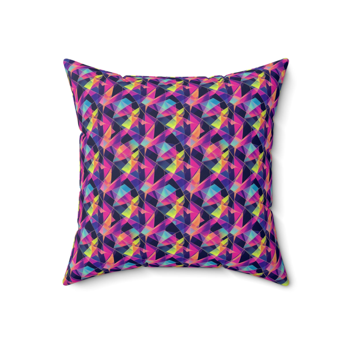 Prism Shard Cubist Faux Suede Cushion – Holographic-Look Geometric Pattern